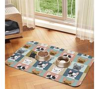 Cute French Bulldogs,Waterproof Pet Feeding Mat,PU Leather Placemats for Cat Dog Water Bowl,Food Mats,30x45cm