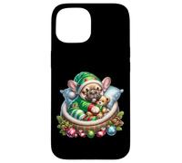 Cute Frenchie In Santa`s Little Helper Dog Costume Christmas Carcasa para iPhone 15