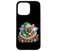 Cute Frenchie In Santa`s Little Helper Dog Costume Christmas Carcasa para iPhone 15 Pro MAX