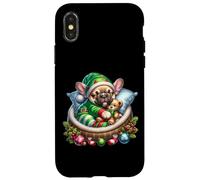 Cute Frenchie In Santa`s Little Helper Dog Costume Christmas Carcasa para iPhone X/XS