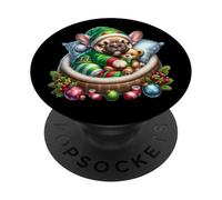Cute Frenchie In Santa`s Little Helper Dog Costume Christmas PopSockets PopGrip Adhesivo