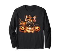 Cute Frenchie Pumpkin and Bat Decor French Bulldog Halloween Manga Larga