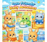 Cute Friends’ Daily Activities Coloring Book: Adorable Animal Home Scenes for Kids Ages 3-8 and Relaxing Creative Fun for All Ages (Cute Friends Animal Coloring Series)