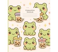 Cute Frog Bubble Tea Notebook Composition Book Kawaii: 170 Lined Pages Cottagecore Cuted Lined Journal. Work, College, Study