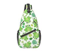 Cute Frog Cartoon Print Sling Bag Senderismo Mochila Crossbody Hombro Mochila Travel Chest Pack para Hombres Mujeres