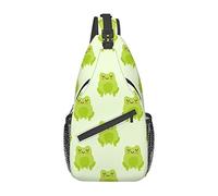 Cute Frog Cartoon Print Sling Bag Senderismo Mochila Crossbody Hombro Mochila Travel Chest Pack para Hombres Mujeres