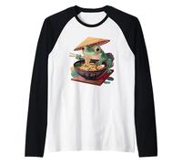 Cute Frog Eating Ramen Japanese Noodles Men Women Kids Camiseta Manga Raglan