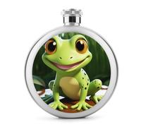 Cute Frog - Termo de whisky pequeño portátil de viaje, botella de acero inoxidable a prueba de fugas para bodas, padrinos de boda, regalo de dama de honor, 5 onzas