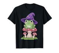 Cute Frog Wizard Hat on Mushroom Halloween Style Kids Camiseta