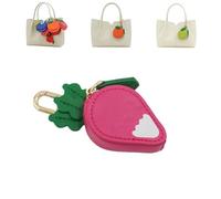 Cute Fruit Coin Purse Bag Charm Accessories, Strawberry Coin Purse, Fruit Coin Purse Keychain, Waterproof Leather Fruit Bag Charm for Girl Women (11)
