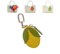 Cute Fruit Coin Purse Bag Charm Accessories, Strawberry Coin Purse, Fruit Coin Purse Keychain, Waterproof Leather Fruit Bag Charm for Girl Women (06)