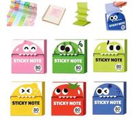 Cute Fruit Monster Pop-Up Sticky Notes Dispenser,Translucent Glitter Pads