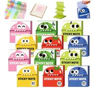 Cute Fruit Monster Pop-Up Sticky Notes Dispenser,Translucent Glitter Pads