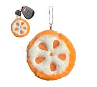 Cute Fruit Wallet - Mini Bag Purse Key-Chain Small Storage Bag Women's Round Shape Coin Purse Fruits Shape Soft Fabric Compact Pouch | Portable Wallet for Travel Shopping, naranja claro, Ver
