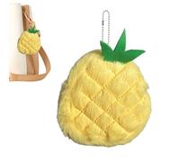 Cute Fruit Wallet - Mini Bag Purse Key-Chain Small Storage Bag Women's Round Shape Coin Purse Fruits Shape Soft Fabric Compact Pouch | Portable Wallet for Travel Shopping, piña, Ver descripción, Ver