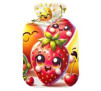 Cute Fruits - Botellas de agua caliente con funda de terciopelo, bolsa de agua caliente para cuello, hombros y calambres menstruales, 1 litro