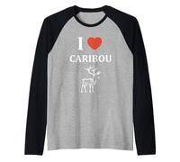 Cute Funny caribous Animals Little Simple i Love Caribou Camiseta Manga Raglan