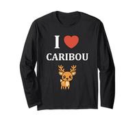 Cute Funny caribous Animals Little Simple i Love Caribou Manga Larga