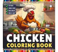 Cute Funny Chicken Coloring Book Gift for Adults Kids Boys Girls Teens Bold and Easy Chicken Bird Coloring Sheets for Children Easy Coloring Pages for ... Book Rooster Farm Animal Coloring Book