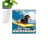 Cute Funny Dachshund Work Schedule Planner Wall Calendar 2027