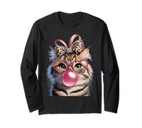 Cute Funny Leopard Bow Pink Glasses Cat Bubble Gum Girls Manga Larga