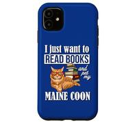 Cute Funny Read Books & Pet Maine Coon Cat Lover Carcasa para iPhone 11