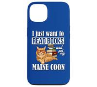 Cute Funny Read Books & Pet Maine Coon Cat Lover Carcasa para iPhone 13
