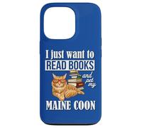 Cute Funny Read Books & Pet Maine Coon Cat Lover Carcasa para iPhone 13 Pro
