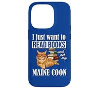 Cute Funny Read Books & Pet Maine Coon Cat Lover Carcasa para iPhone 14 Pro
