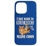 Cute Funny Read Books & Pet Maine Coon Cat Lover Carcasa para iPhone 14 Pro Max