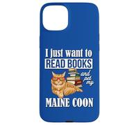 Cute Funny Read Books & Pet Maine Coon Cat Lover Carcasa para iPhone 15 Plus