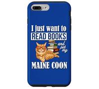 Cute Funny Read Books & Pet Maine Coon Cat Lover Carcasa para iPhone 7 Plus/8 Plus