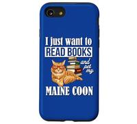 Cute Funny Read Books & Pet Maine Coon Cat Lover Carcasa para iPhone SE (2020) / 7 / 8
