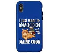 Cute Funny Read Books & Pet Maine Coon Cat Lover Carcasa para iPhone X/XS