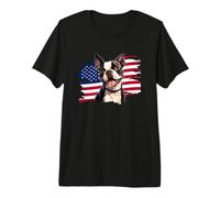 Cute Funny USA American Flag 4th July Patriotic Bostie Lover Camiseta Premium