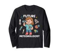 Cute Future Meteorologist Kids Girl Junior Weather Scientist Manga Larga