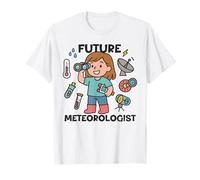Cute Future Meteorologist Kids Girl Weather Scientist White Camiseta