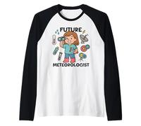 Cute Future Meteorologist Kids Girl Weather Scientist White Camiseta Manga Raglan