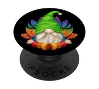Cute Garden GNOME with Lotus Flower For Mom & Yoga Teacher PopSockets PopGrip Adhesivo