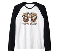 Cute Garden Gnomes with Easter Eggs For Teacher Happy Easter Camiseta Manga Raglan