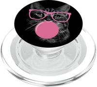 Cute Gato Face Eating Gum and Makes A Bubble Funny Cat tee PopSockets PopGrip para MagSafe