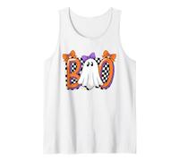 Cute Ghost Boo Halloween Girl - Retro Checered Spooky Women Camiseta sin Mangas