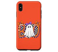 Cute Ghost Boo Halloween Girl - Retro Checered Spooky Women Carcasa para iPhone XS MAX
