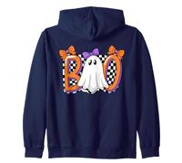 Cute Ghost Boo Halloween Girl - Retro Checered Spooky Women Sudadera con Capucha