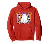 Cute Ghost Boo Halloween Girl - Retro Checered Spooky Women Sudadera con Capucha