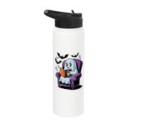 Cute Ghost Book Halloween Spooky Boo School Reading Club Stainless Steel Insulated Water Bottle