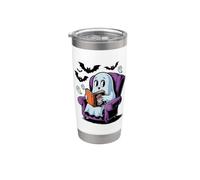 Cute Ghost Book Halloween Spooky Boo School Reading Club Vaso térmico de acero inoxidable de doble pared