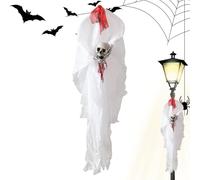 Cute Ghost Bride Skull Decor, Spooky Gothic Bones Halloween Tree Decoration, Indoor Outdoor Hanging Ornament for Home, Yard, Garden, Porch, Door, Window, Parties, Haunted Houses
