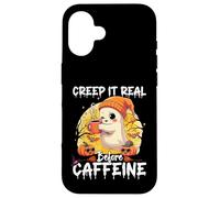 Cute Ghost Coffee Halloween Creep It Real Before Caffeine Carcasa para iPhone 16