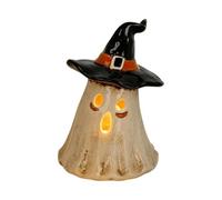 Cute Ghost Decor Light Up - Ghost Tabletop Sculpture with Witch Hat